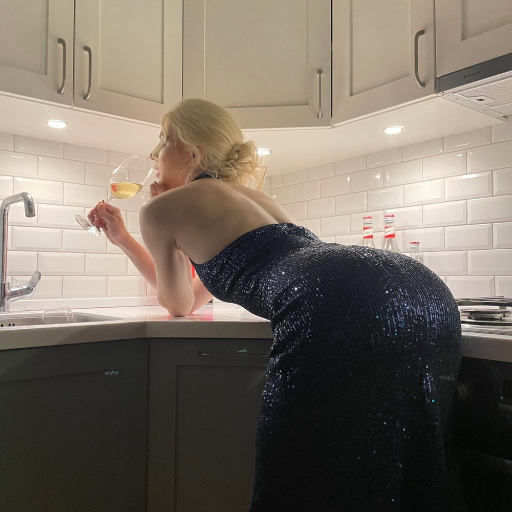 Elegant Navy Sequin Dress